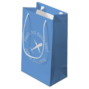Personalized Airplane on Blue, Soaring High Small Gift Bag