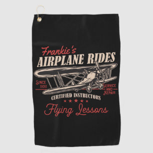 Personalized Airplane Rides Retro Flying Lessons  Golf Towel