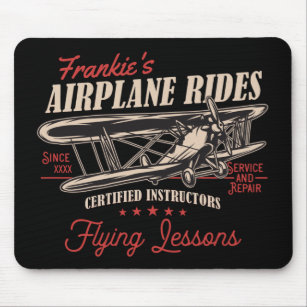 Personalized Airplane Rides Retro Flying Lessons  Mouse Pad