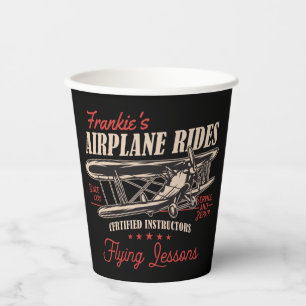 Personalized Airplane Rides Retro Flying Lessons Paper Cups