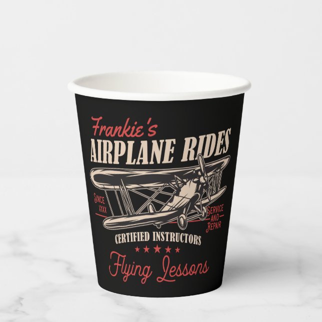 Personalized Airplane Rides Retro Flying Lessons  Paper Cups (Front)