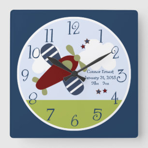 Personalized Airplane Square Wall Clock