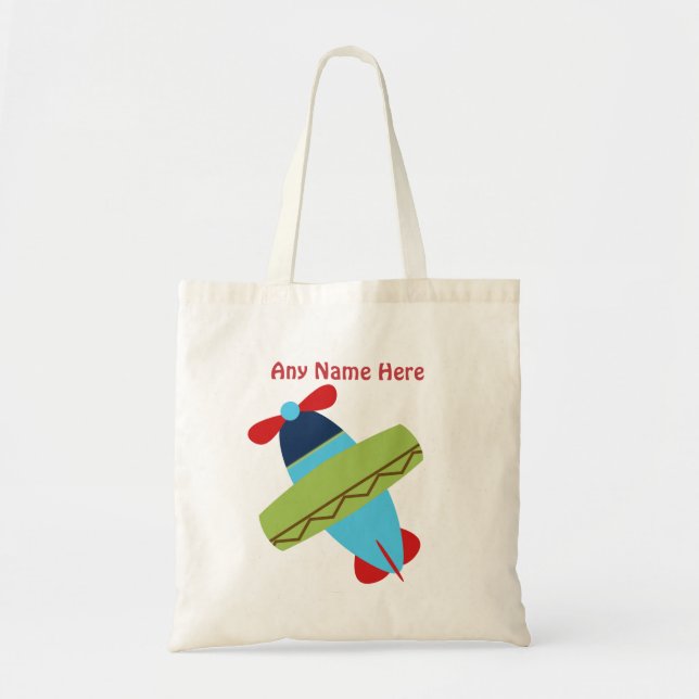 Personalized Airplane Tote Bag (Front)