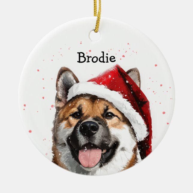 Personalized Akita Christmas Ceramic Ornament (Front)