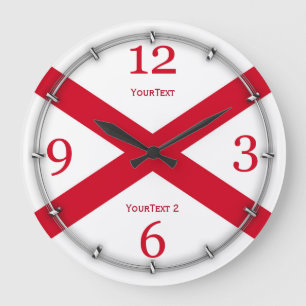 Personalized Alabama State Flag on a Large Clock