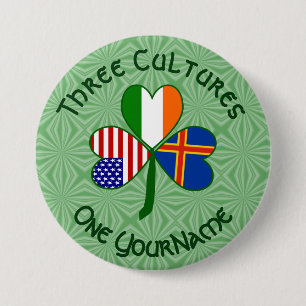 Personalized Åland Islands Shamrock 3 Inch Round Button