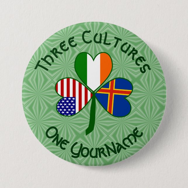 Personalized Åland Islands Shamrock 3 Inch Round Button (Front)
