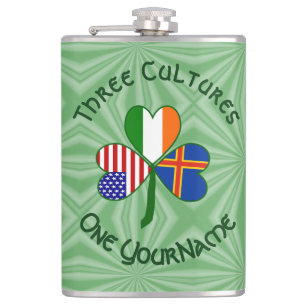 Personalized Åland Islands Shamrock Large Hip Flask
