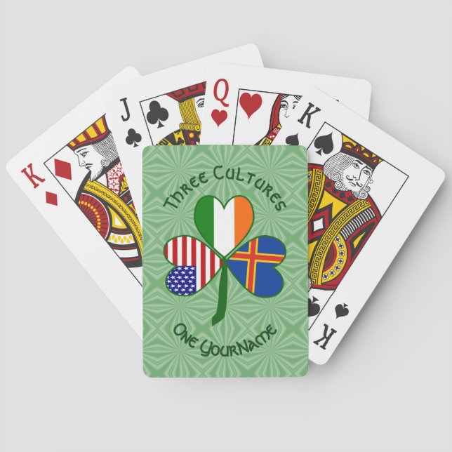 Personalized Åland Islands Shamrock  Playing Cards (Back)