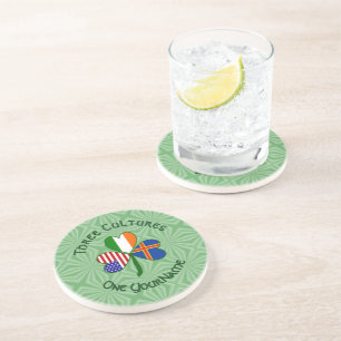 Personalized Åland Islands Shamrock Round  Coaster