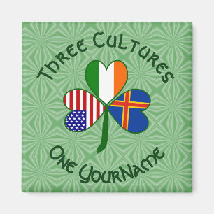 Personalized Åland Islands Shamrock Square Magnet