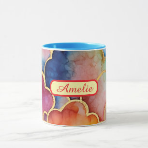 Personalized Alcohol Ink Style Mug with Name, gift