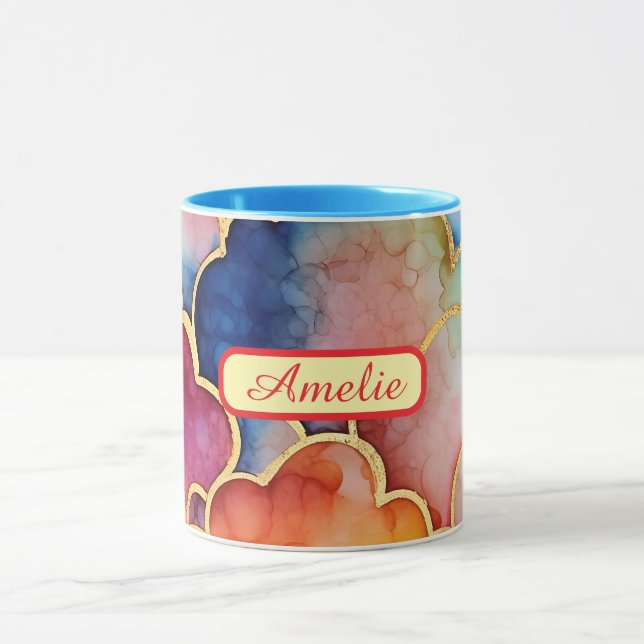 Personalized Alcohol Ink Style Mug with Name, gift (Center)