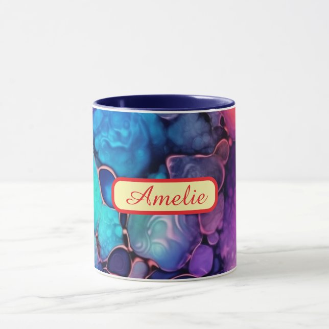 Personalized Alcohol Ink Style Mug with Name, gift (Center)
