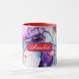 Personalized Alcohol Ink Style Mug with Name, gift