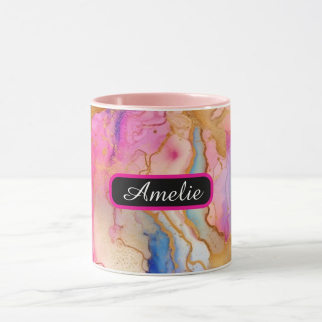 Personalized Alcohol Ink Style Mug with Name, gift (Center)