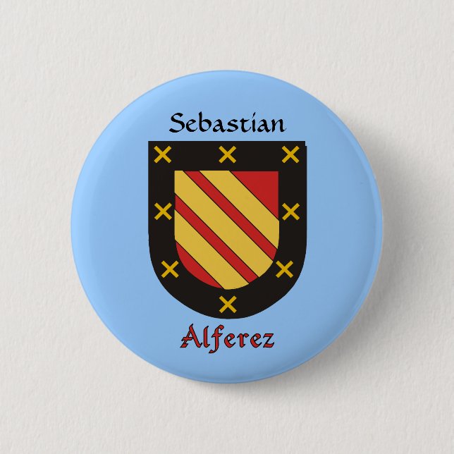 Personalized Alferez Historical Shield 2 Inch Round Button (Front)