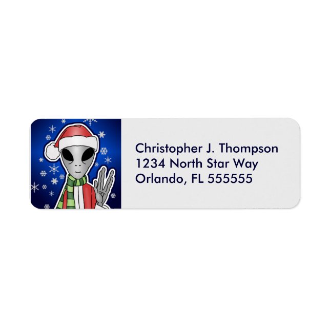 Personalized Alien Santa Return Address Labels (Front)