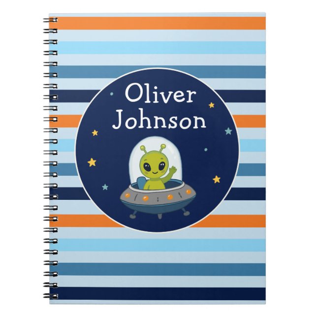 Personalized Alien Space Kids School Notebook (Front)