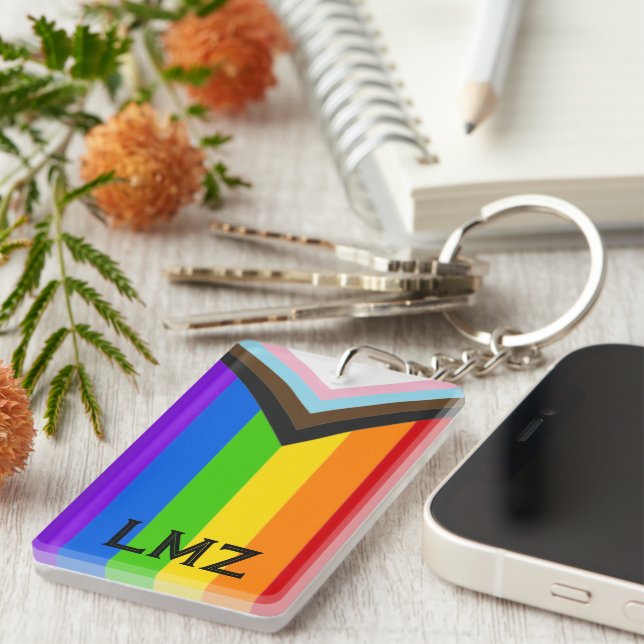 Personalized All Inclusive Pride Flag Keychain (Front Right)