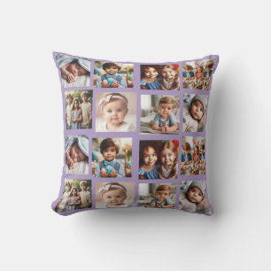Personalized All Occasion 16 Photo Family Collage Throw Pillow