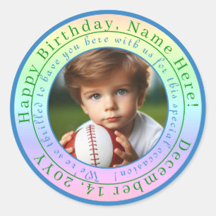 Personalized All-Occasion Photo Colourful Rainbow Classic Round Sticker
