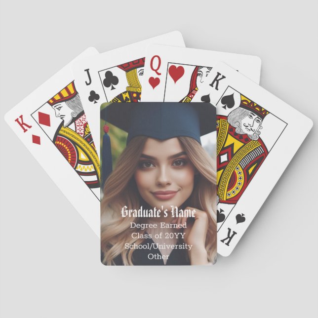 Personalized All Over Graduate Photo Name Class  Playing Cards (Back)