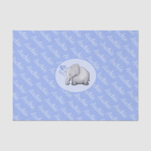 Personalized All-Over Name Cute Elephant Nursery Tissue Paper