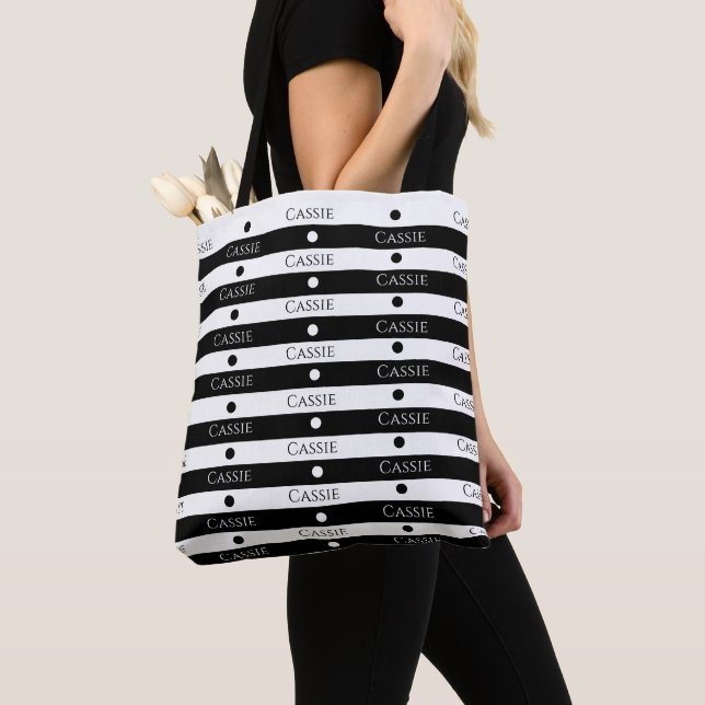 Personalized All Over Print Stripes Tote Bag (Close Up)