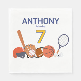 Personalized All-Star Sports Birthday Table Napkin
