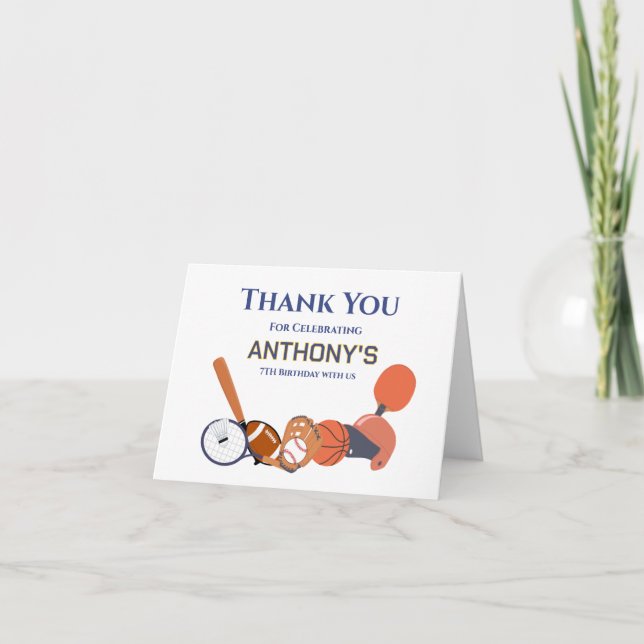 Personalized All-Star Sports  Thank You Card (Front)