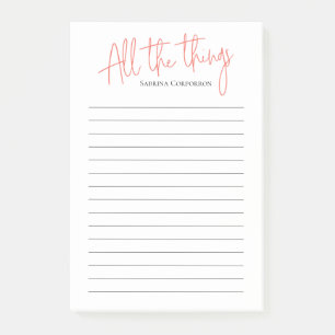 Personalized All the Things Script to do list Post-it Notes