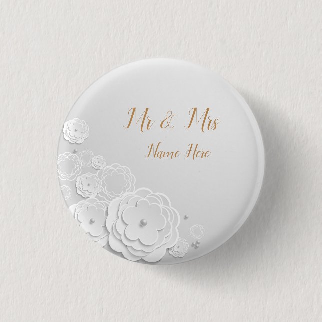 Personalized All White  1 Inch Round Button (Front)