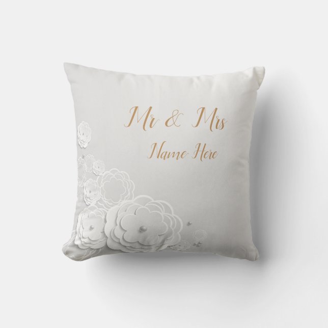 Personalized All White Throw Pillow (Front)