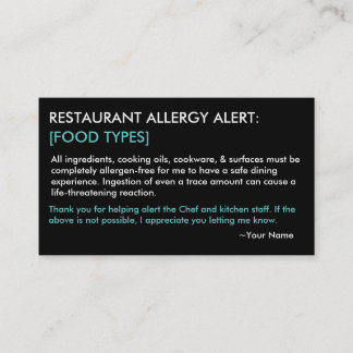 Personalized Allergy Restaurant & ICE Card - HP