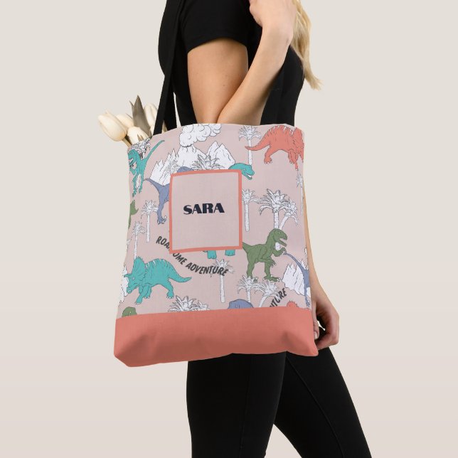 Personalized Allover printed Dinosaur Tote (Close Up)