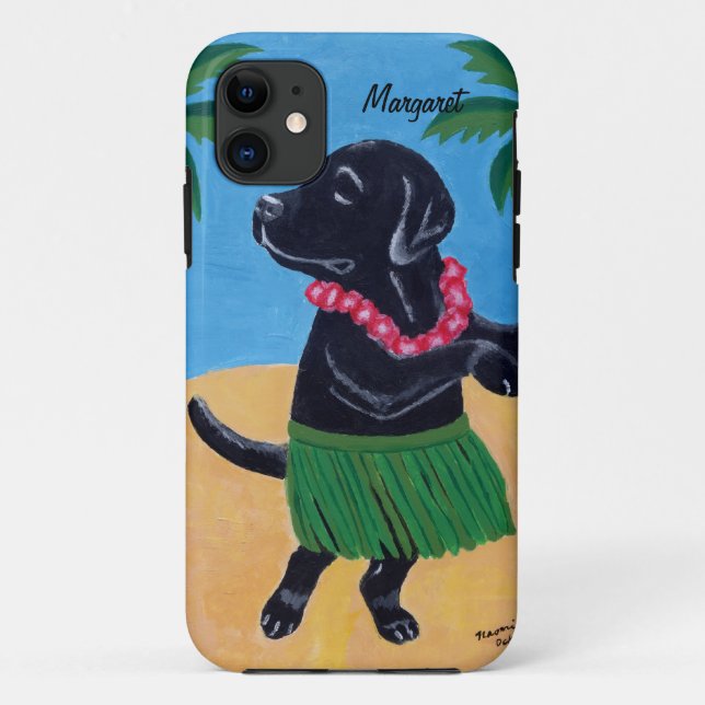 Personalized Aloha Black lab Painting Case-Mate iPhone Case (Back)