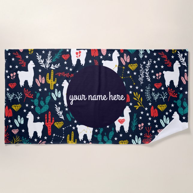 Personalized Alpaca Beach Towel (Front)