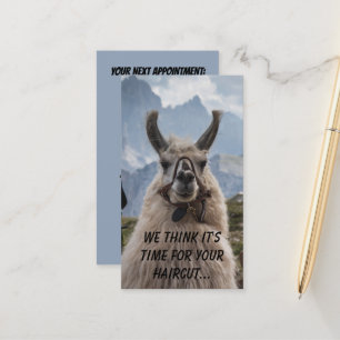 Personalized Alpaca hairstylist custom photo Appointment Card