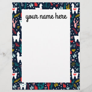 Personalized Alpaca Stationery Letterhead