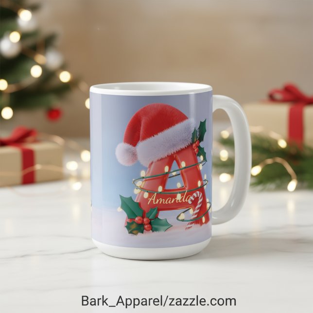 Personalized Alphabet 'A' Christmas  Coffee Mug (Creator Uploaded)