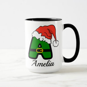 Personalized Alphabet 'A' Christmas Coffee Mug