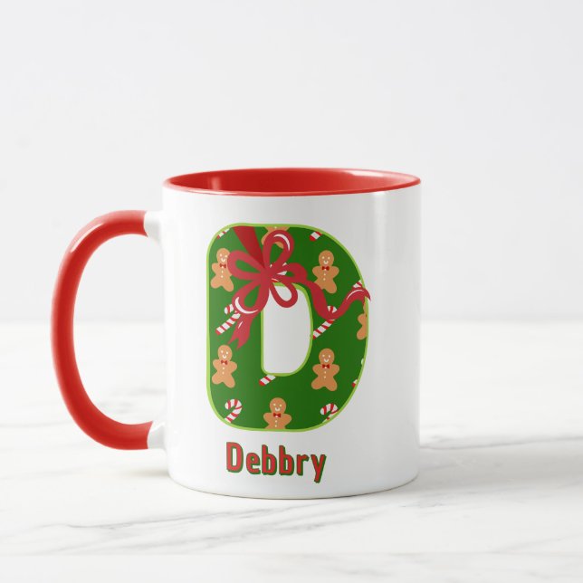 Personalized Alphabet 'D' Christmas  Mug (Left)