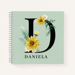 Personalized Alphabet D Floral Monogram Notebook
