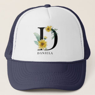 Personalized Alphabet D Floral Monogram  Trucker Hat