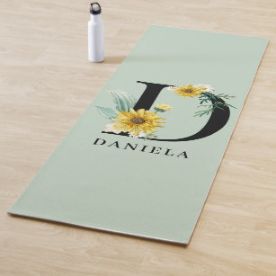 Personalized Alphabet D Floral Monogram  Yoga Mat