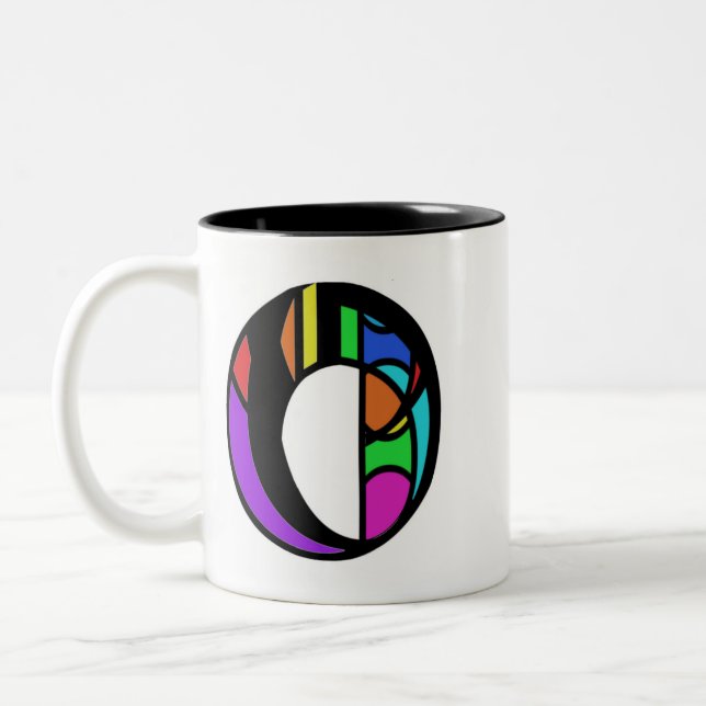Personalized Alphabet modern colourful letter O. Two-Tone Coffee Mug (Left)