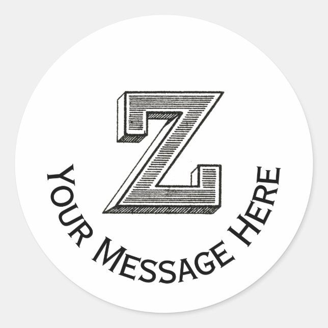 Personalized Alphabet z  Classic Round Sticker (Front)