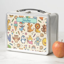 Personalized Alphaland Kids Lunch Box Beigh steel
