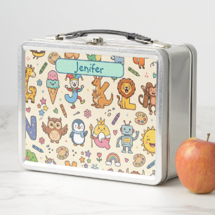 Personalized Alphaland Kids Lunch Box Beigh steel